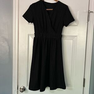 SweatyRocks Women's Short Batwing Sleeve Cross Wrap V-Neck A-line Swing Dress. L